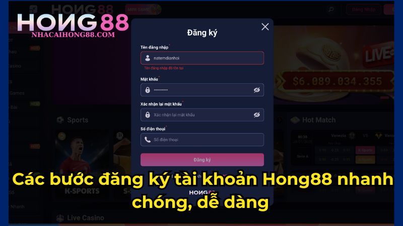 Các bước đăng ký tài khoản Hong88 nhanh chóng, dễ dàng Các bước đăng ký tài khoản Hong88 nhanh chóng, dễ dàng