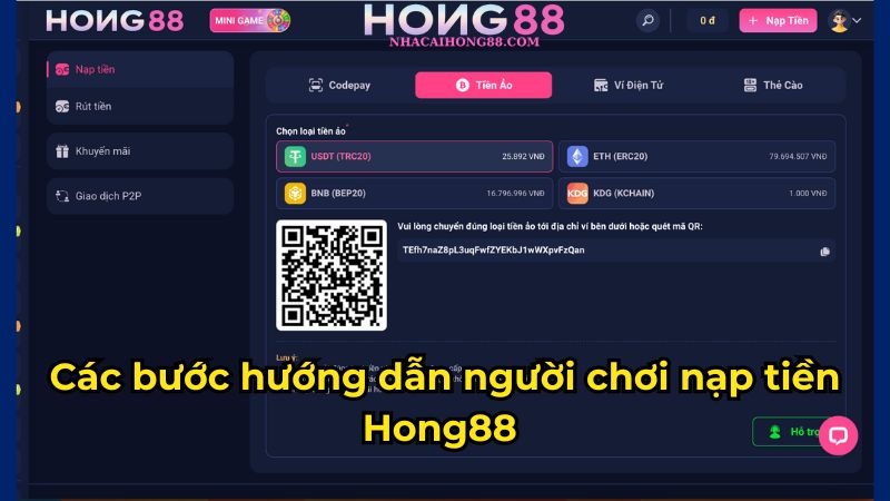 Các bước hướng dẫn người chơi nạp tiền Hong88 Các bước hướng dẫn người chơi nạp tiền Hong88
