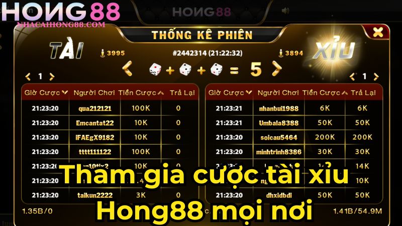 Tham gia cược tài xỉu Hong88 mọi nơi Tham gia cược tài xỉu Hong88 mọi nơi