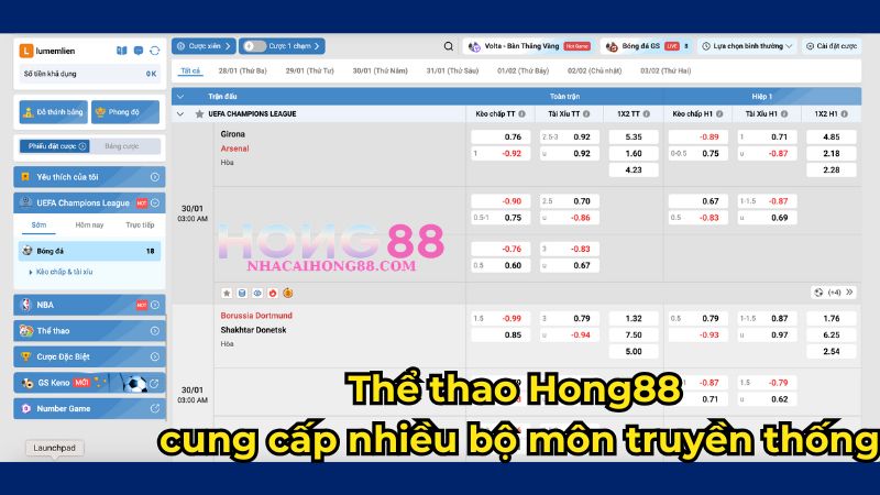 Thể thao Hong88 cung cấp nhiều bộ môn truyền thống Thể thao Hong88 cung cấp nhiều bộ môn truyền thống